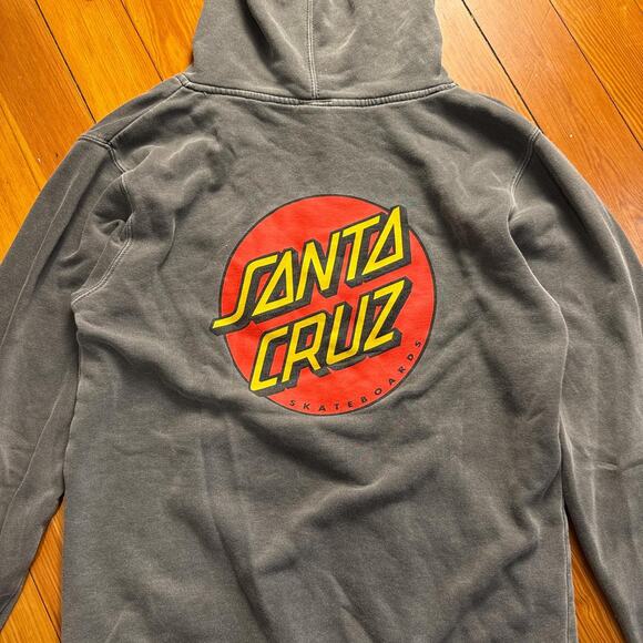 Grey "santa cruz" skateboards graphic grey hoodie sweatshirt - size small - Picture 2 of 8